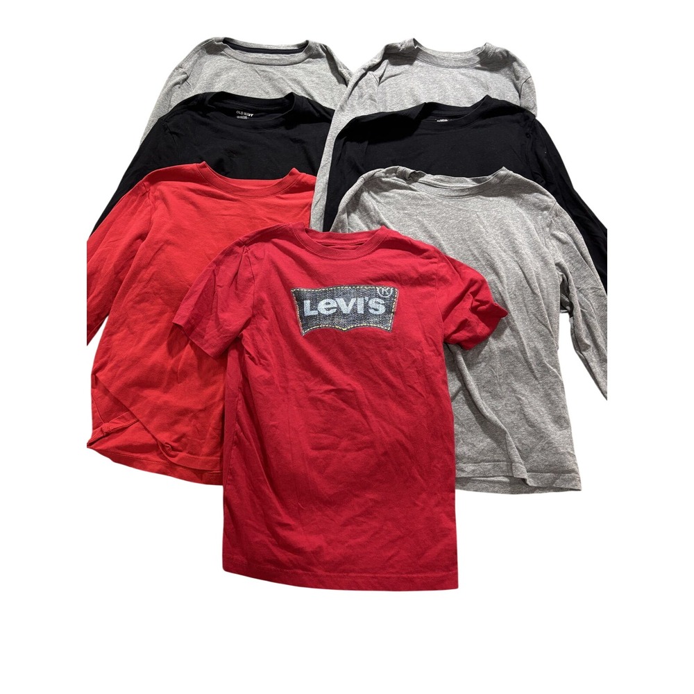 Boys Size 10-12 Shirt Lot 3 Levi's Old Navy Red Gray Black Tees Bundle Casual